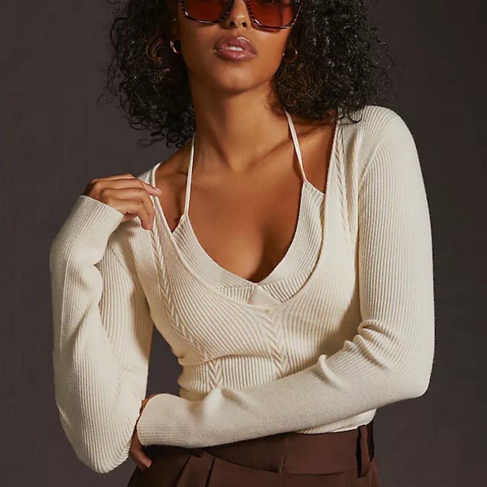 Favorite Daughter Take Me Somewhere Sweater in Cream/Ivory Size Medium